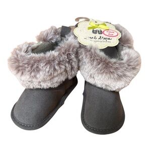 First Steps Baby Girls Glitter Faux Fur Boots - Size 6-9M